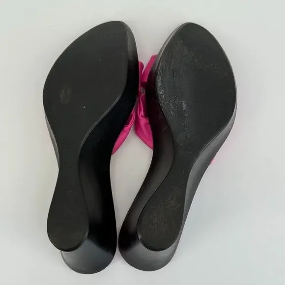 Y2K Harris Leather Wedge Sandals US 7.5 EU 38 Made in Italy Bow Platform Heels - Picture 6 of 9